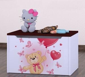 Box na hračky Happy - medvídek s balónky Barva: wenge