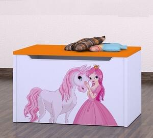 Box na hračky Happy - princezna s koníkem Barva: oranžová