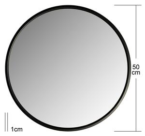 LOFTIKA 50 cm Kulaté nástěnné zrcadlo v černém rámu