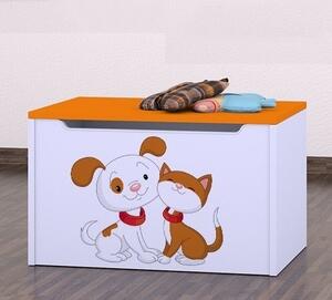 Box na hračky Happy - pejsek s kočičkou Barva: oranžová