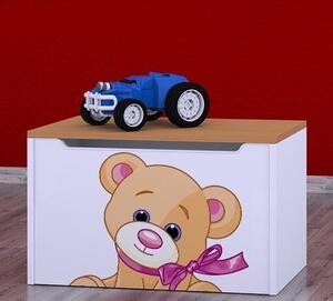 Box na hračky Happy - medvídek s mašlí Barva: buk