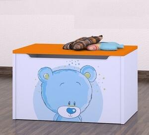 Box na hračky Happy - modrý medvídek Barva: oranžová