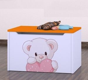 Box na hračky Happy - medvídek se srdcem Barva: oranžová