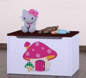 Box na hračky Happy - růžový hříbeček Barva: wenge