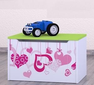 Box na hračky Happy - padající srdce Barva: zelená