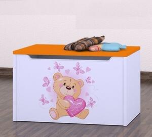 Box na hračky Happy - zamilovaný medvídek Barva: oranžová