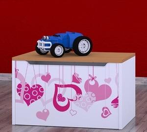 Box na hračky Happy - padající srdce Barva: buk