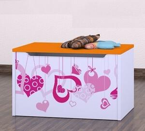 Box na hračky Happy - padající srdce Barva: oranžová
