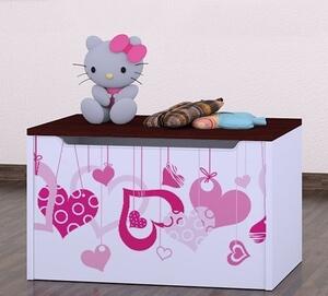 Box na hračky Happy - padající srdce Barva: wenge