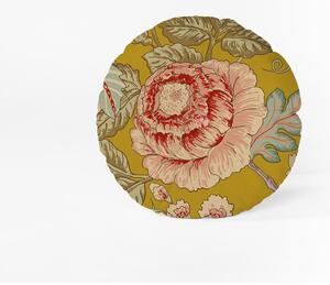 Žlutý polštář Velvet Atelier Japanese Flowers, ø 40 cm