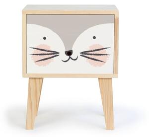 Dětský noční stolek z borovicového dřeva The Wild Hug Kitten