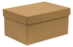 Úložná/dárková krabice s víkem 300x200x150/40 mm, hnědá - kraftová