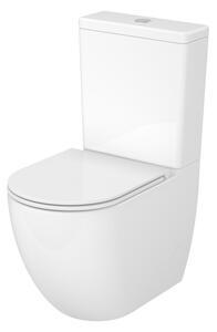 Cersanit Remo Oval, oválné kompaktní wc s WC sedátkem, vířivé splachování, bílá lesklá, K3030-001