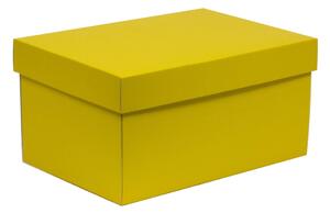 Úložná/dárková krabice s víkem 300x200x150/40 mm, žlutá