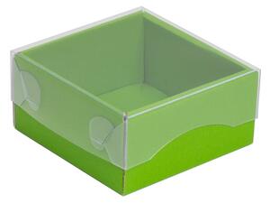 Dárková krabička s průhledným víkem 100x100x50/35 mm, zelená
