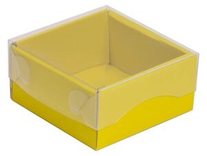 Dárková krabička s průhledným víkem 100x100x50/35 mm, žlutá
