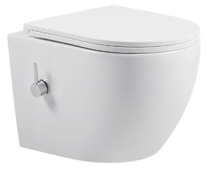 Erga Lily, závěsná WC mísa s funkcí bidetu + toaletní sedátko, bílá lesklá, ERG-V03-LILY-RIM-BID-WH