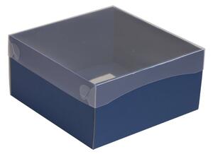 Dárková krabička s průhledným víkem 200x200x100/35 mm, modrá