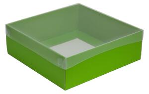 Dárková krabice s průhledným víkem 300x300x100/35 mm, zelená
