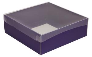Dárková krabice s průhledným víkem 300x300x100/35 mm, fialová