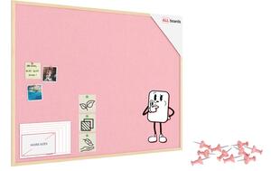 Textilní (plstěná) tabule 120 × 90 cm, růžová, v lakovaném dřevěném rámu, TFPINK129P