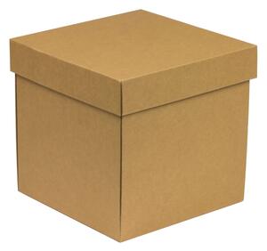 Dárková krabička s víkem 200x200x200/40 mm, hnědá - kraftová