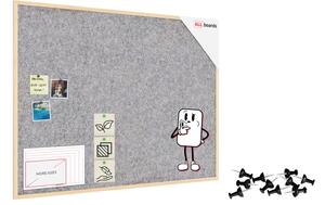 Textilní (plstěná) tabule 120 × 90 cm, světlé šedá, v lakovaném dřevěném rámu, TFLIGHTG129G