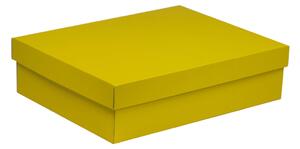 Úložná/dárková krabice s víkem 400x300x100/40 mm, žlutá
