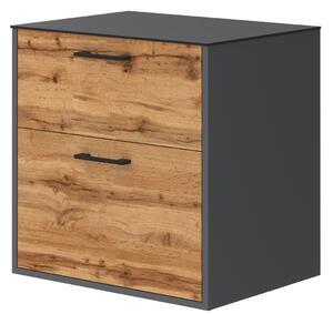 Kingsbath Afina Grey/Wotan Oak 60 skříňka do koupelny, HPL vrchní deska