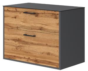 Kingsbath Afina Grey/Wotan Oak 80 skříňka do koupelny, HPL vrchní deska