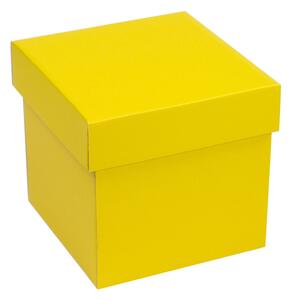 Dárková krabička s víkem 150x150x150/40 mm, žlutá