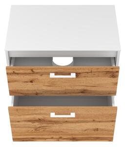 Kingsbath Afina White/Wotan Oak 70 skříňka do koupelny, HPL vrchní deska