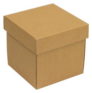 Dárková krabička s víkem 150x150x150/40 mm, hnědá - kraftová