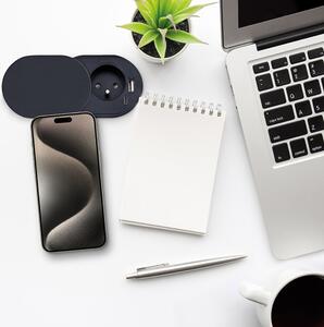 Solight 1z + USB A+C 20W PD vestavná zásuvka s posuvným víčkem, 2m, matná černá PP124CB-PD20