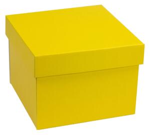 Dárková krabička s víkem 200x200x150/40 mm, žlutá