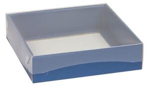 Dárková krabička s průhledným víkem 200x200x50/35 mm, modrá