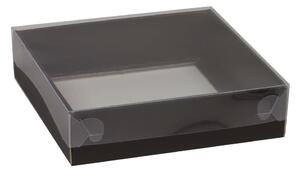 Dárková krabička s průhledným víkem 200x200x50/35 mm, černá