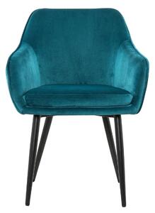 Modrá Sametová jídelní židle tyrkysová 61 × 45 × 85 cm SALESFEVER