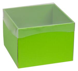 Dárková krabička s průhledným víkem 200x200x150/35 mm, zelená
