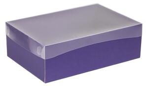 Dárková krabice s průhledným víkem 300x200x100/35 mm, fialová