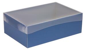Dárková krabice s průhledným víkem 300x200x100/35 mm, modrá