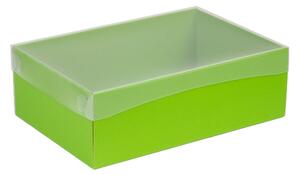 Dárková krabice s průhledným víkem 300x200x100/35 mm, zelená
