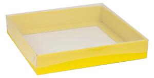 Dárková krabice s průhledným víkem 300x300x50/35 mm, žlutá