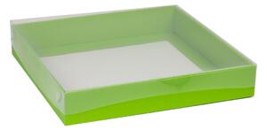 Dárková krabice s průhledným víkem 300x300x50/35 mm, zelená