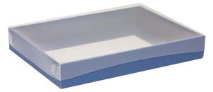 Dárková krabice s průhledným víkem 350x250x50/35 mm, modrá