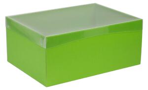 Dárková krabice s průhledným víkem 350x250x150/35 mm, zelená