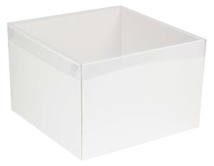 Dárková krabice s průhledným víkem 300x300x200/35 mm, bílá