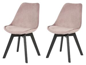 SALESFEVER Sametová jídelní židle růžová set 2 ks 49 × 56,5 × 84 cm