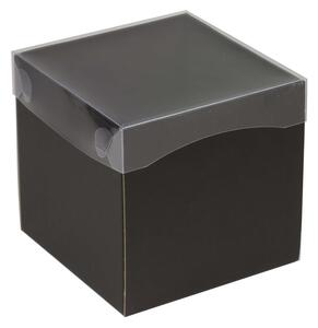 Dárková krabička s průhledným víkem 150x150x150/35 mm, černá