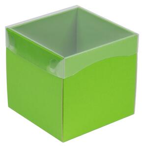 Dárková krabička s průhledným víkem 150x150x150/35 mm, zelená